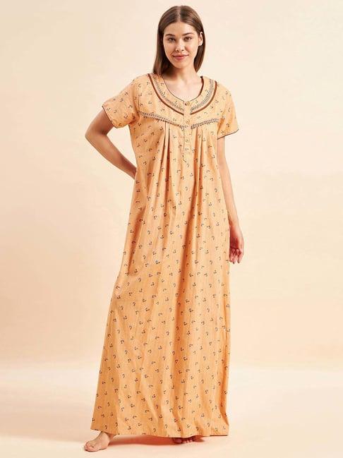 sweet dreams peach cotton printed nighty