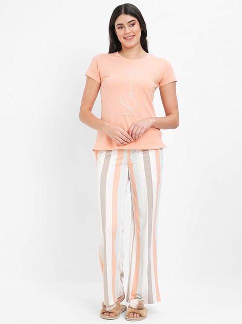 sweet dreams peach cotton top pyjama set