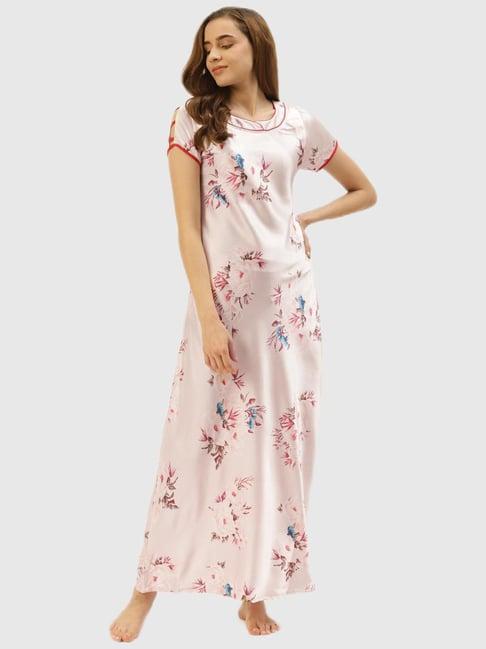 sweet dreams peach floral print night dress