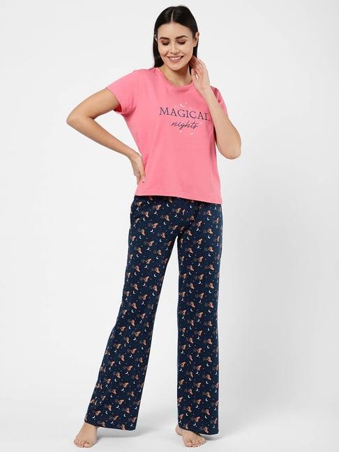 sweet dreams pink & blue printed t-shirt with pyjamas