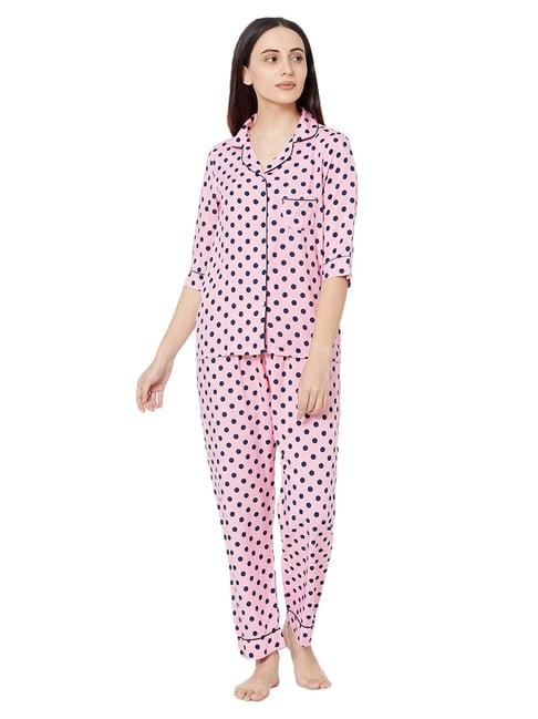 sweet dreams pink & navy polka print shirt with pyjamas