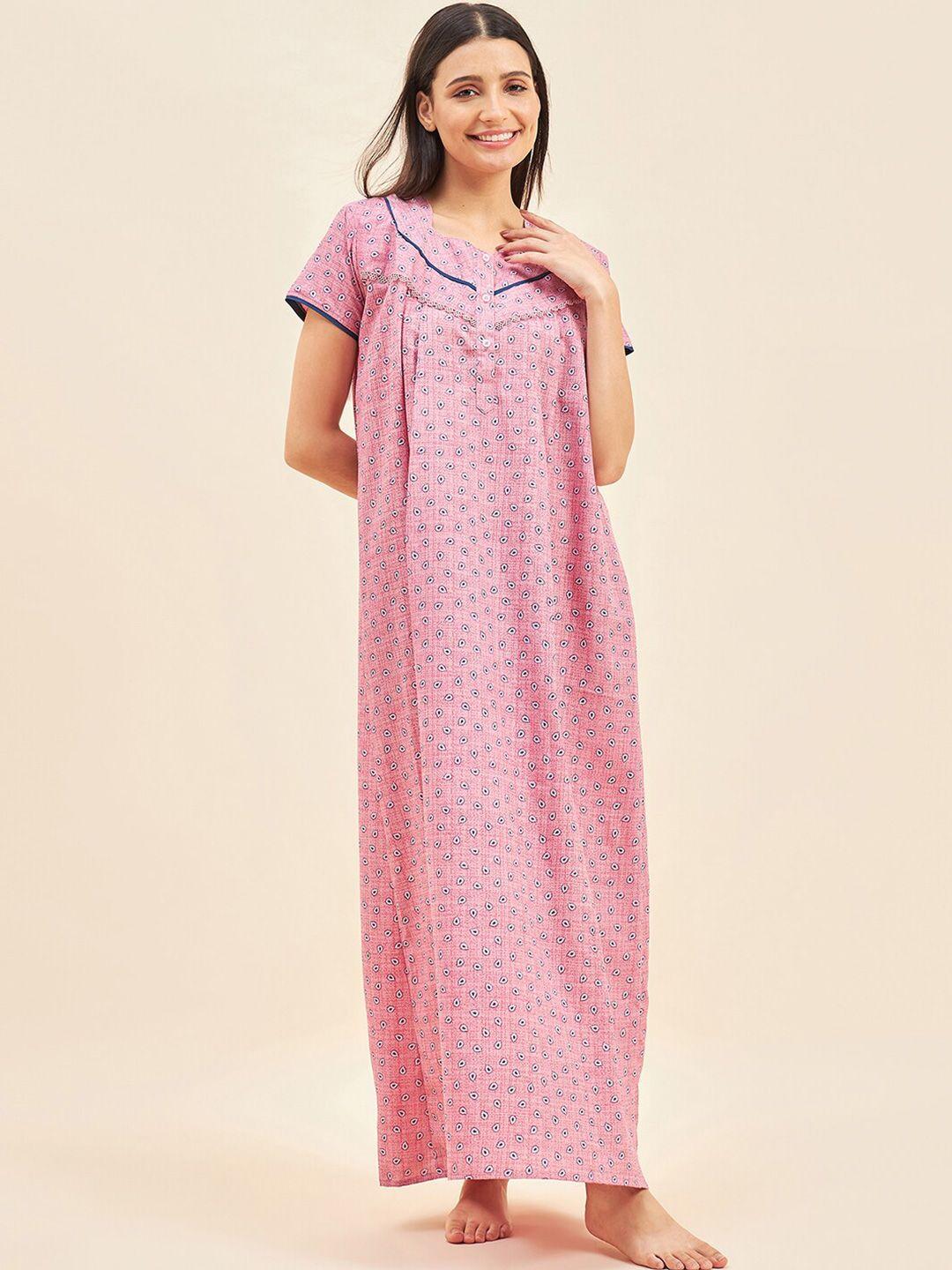 sweet dreams pink conversational printed maxi nightdress