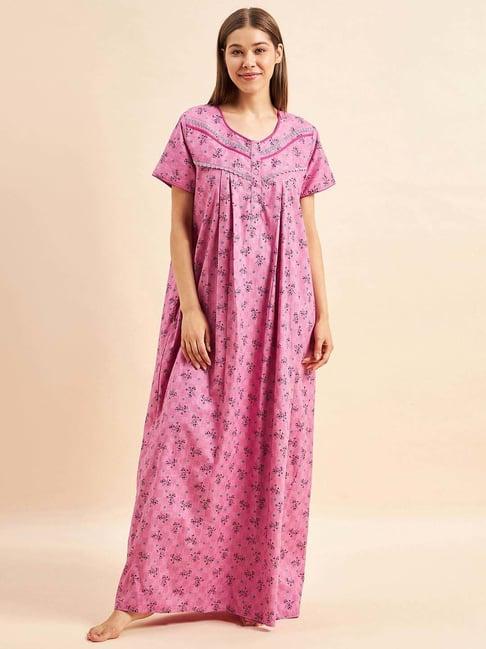 sweet dreams pink cotton printed nighty