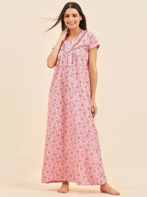 sweet dreams pink floral print night gown