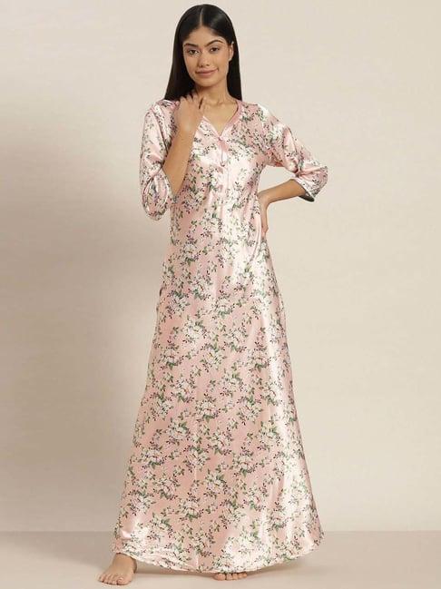 sweet dreams pink floral print night gown