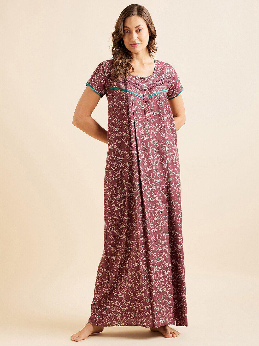 sweet dreams pink floral printed maxi nightdress