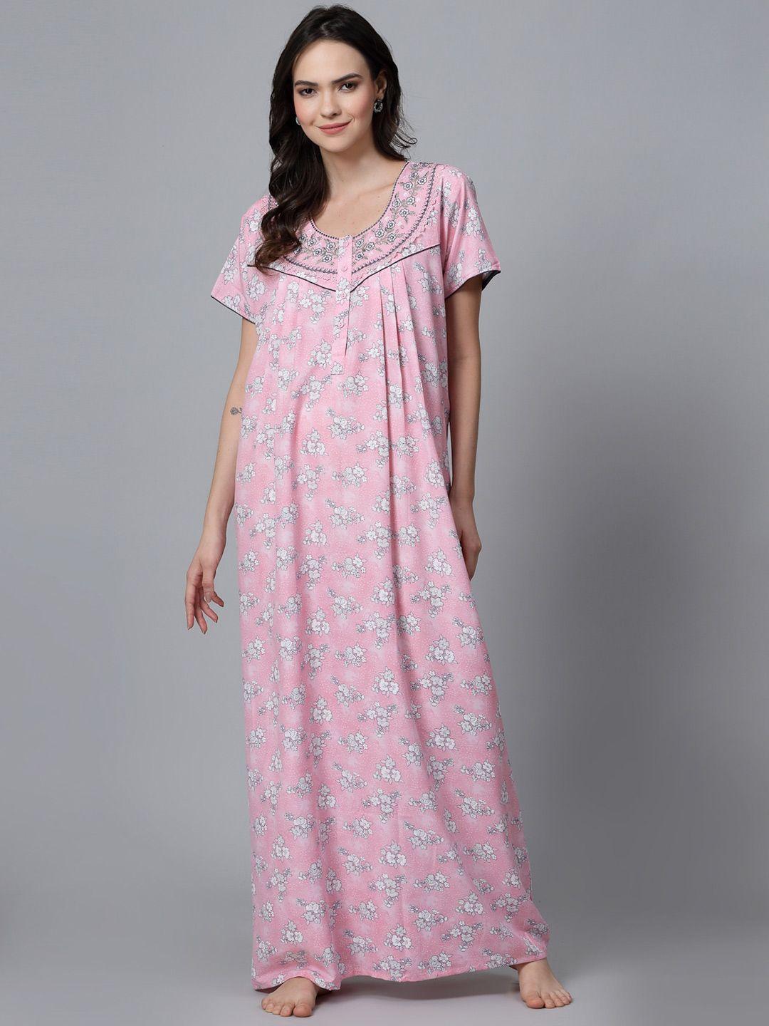 sweet dreams pink floral printed maxi nightdress