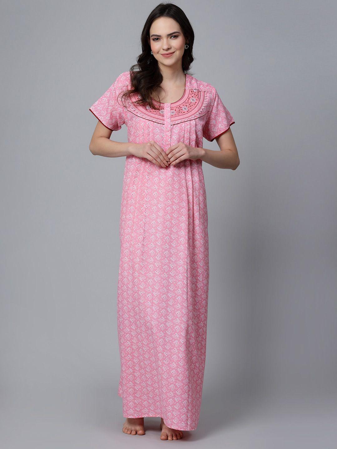 sweet dreams pink floral printed maxi nightdress