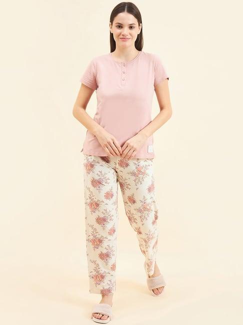 sweet dreams pink geometric print top with pyjamas