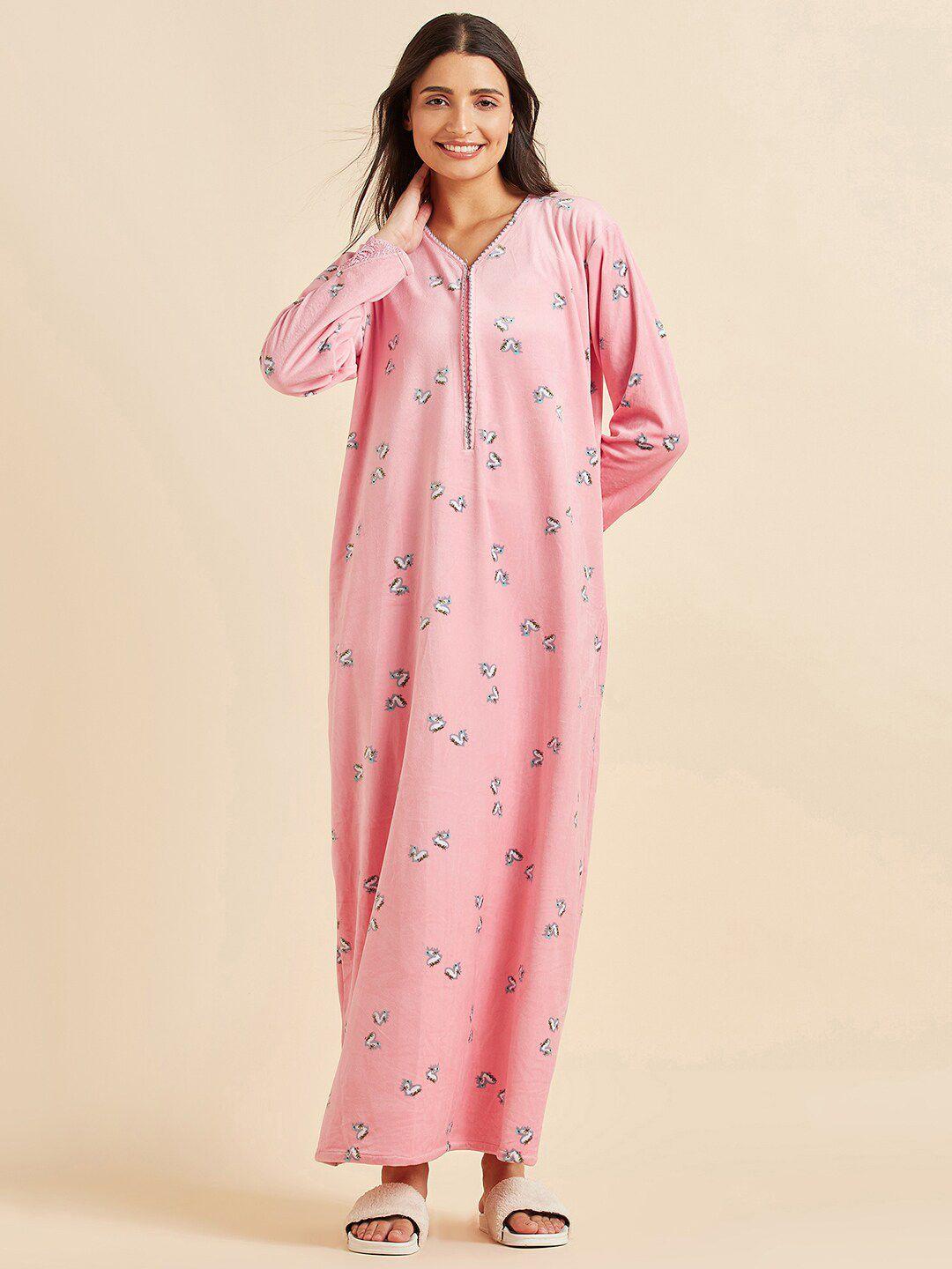 sweet dreams pink graphic printed maxi nightdress