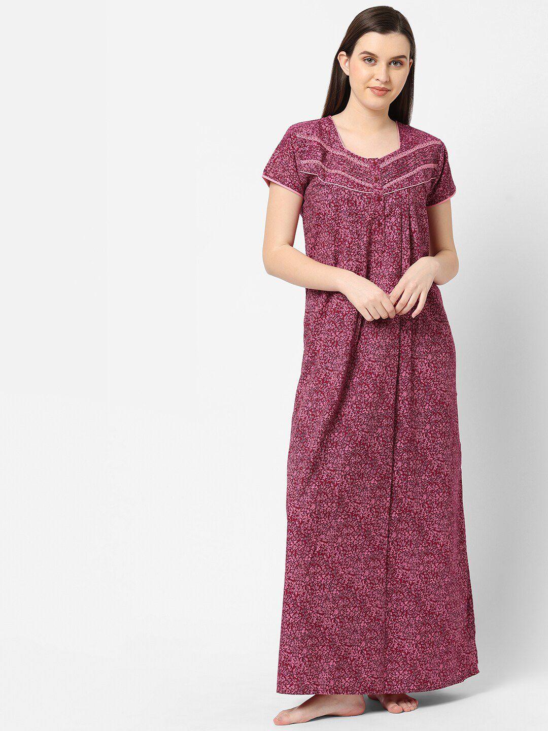 sweet dreams pink printed cotton maxi nightdress ff-310915 pink