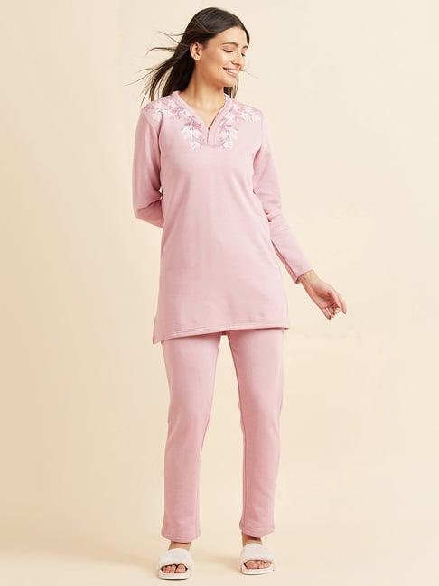 sweet dreams pink printed kurti pyjama set