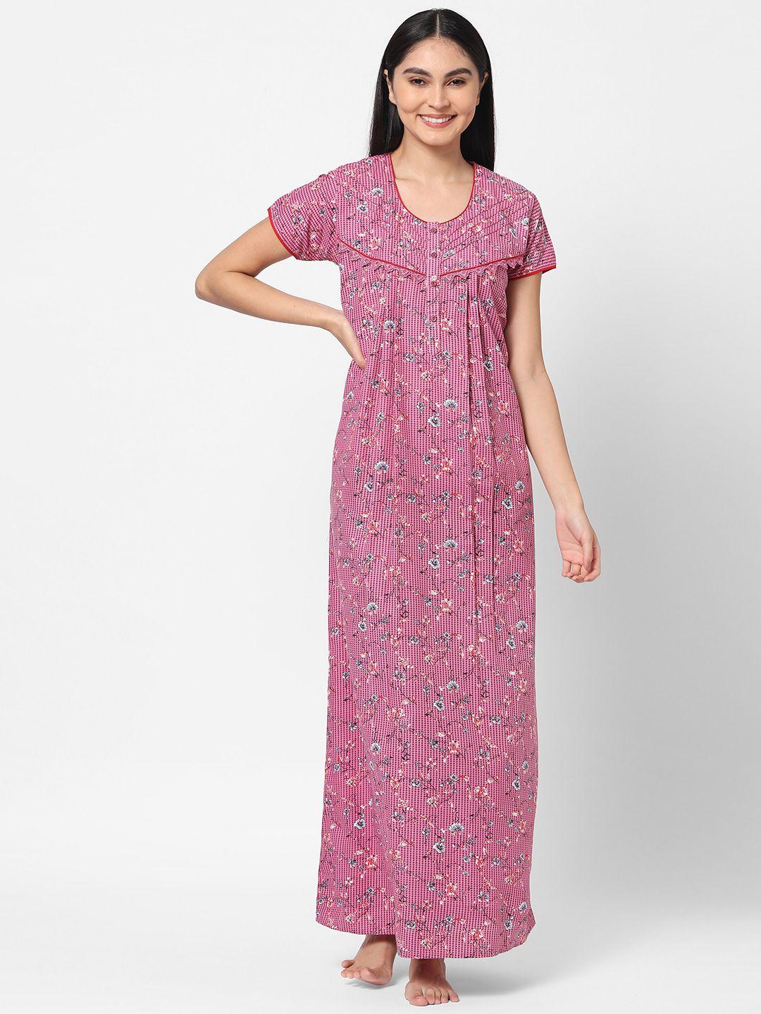 sweet dreams pink printed maxi nightdress