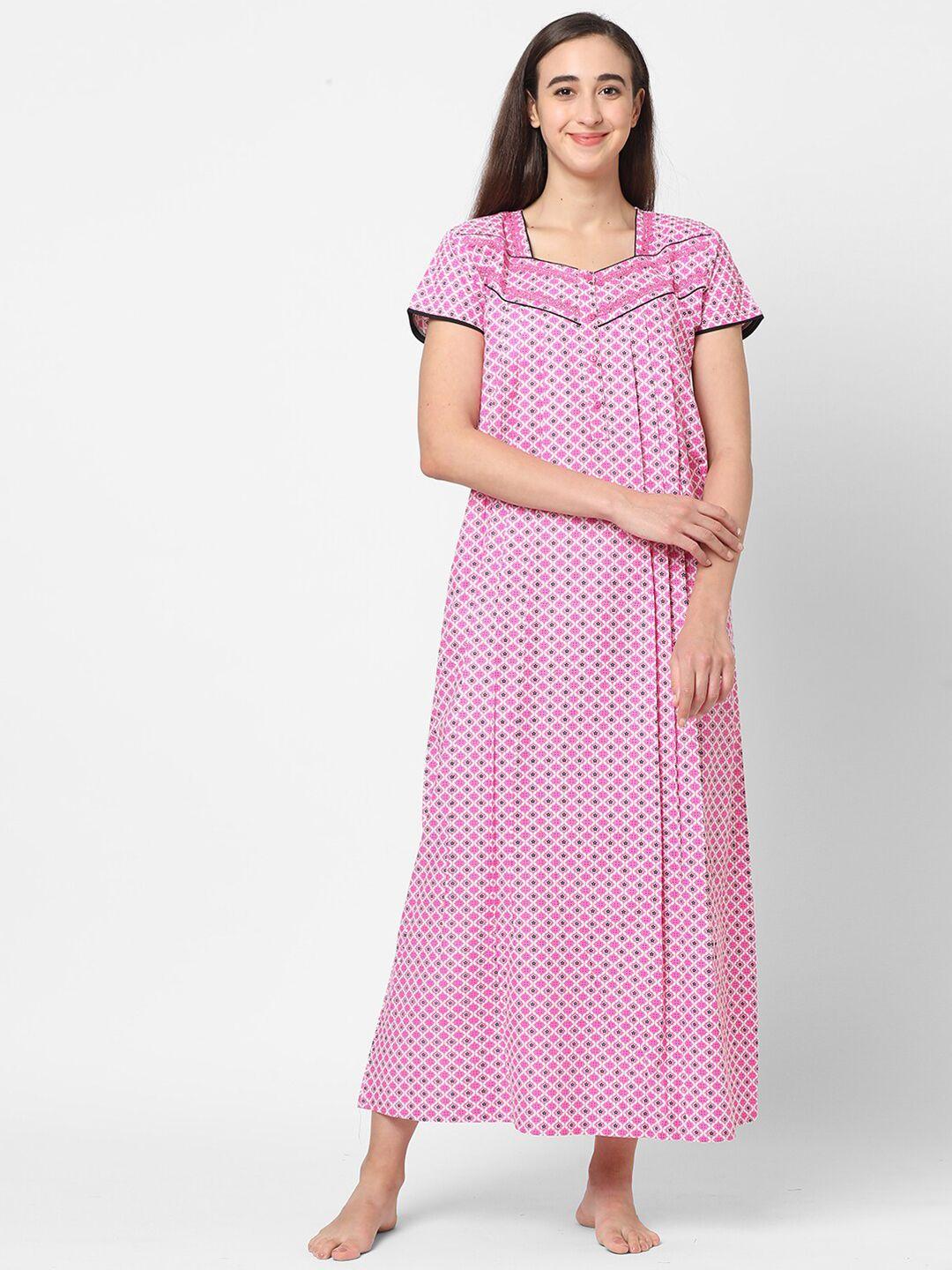 sweet dreams pink printed maxi nightdress