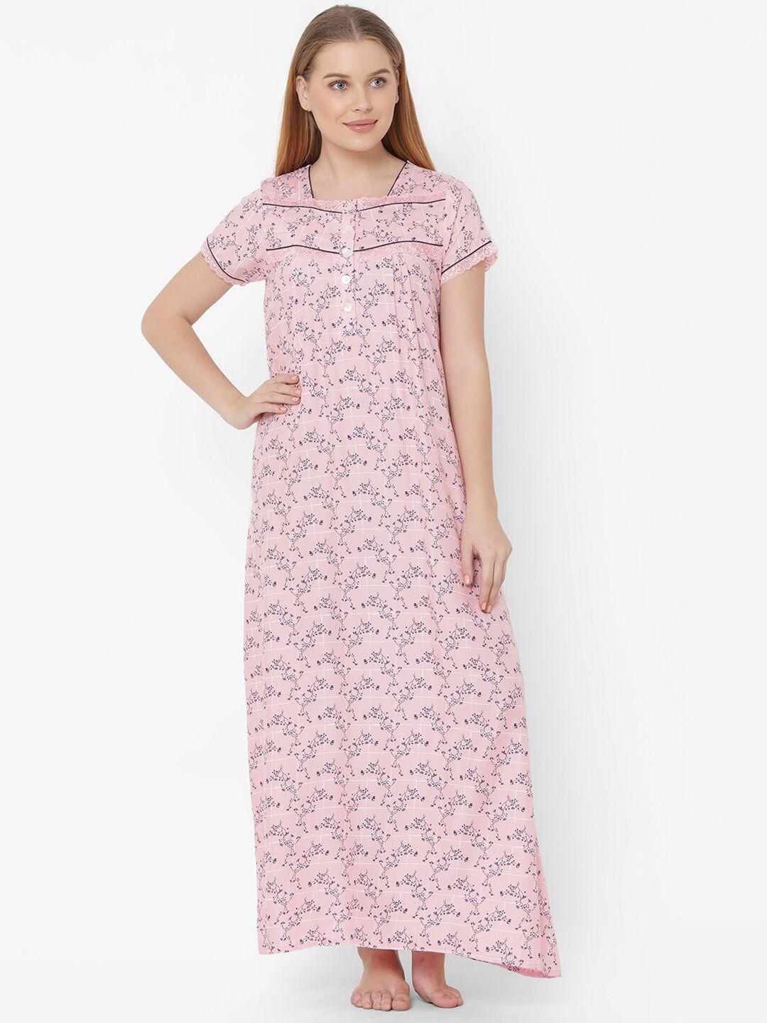 sweet dreams pink printed maxi nightdress