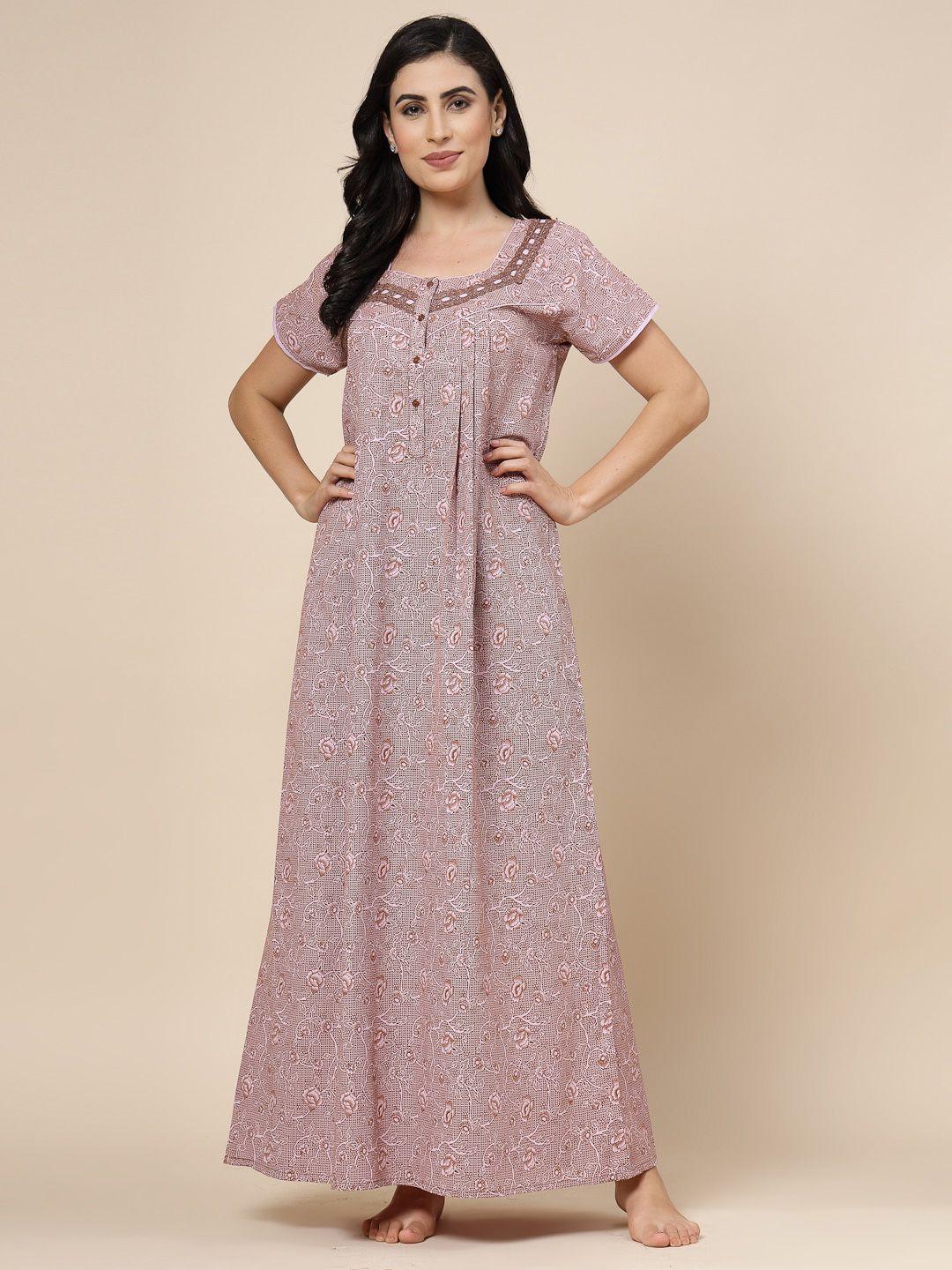 sweet dreams pink printed maxi nightdress