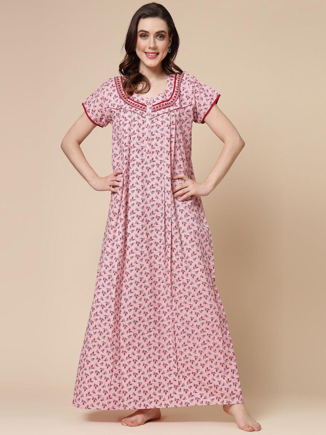 sweet dreams pink printed maxi nightdress