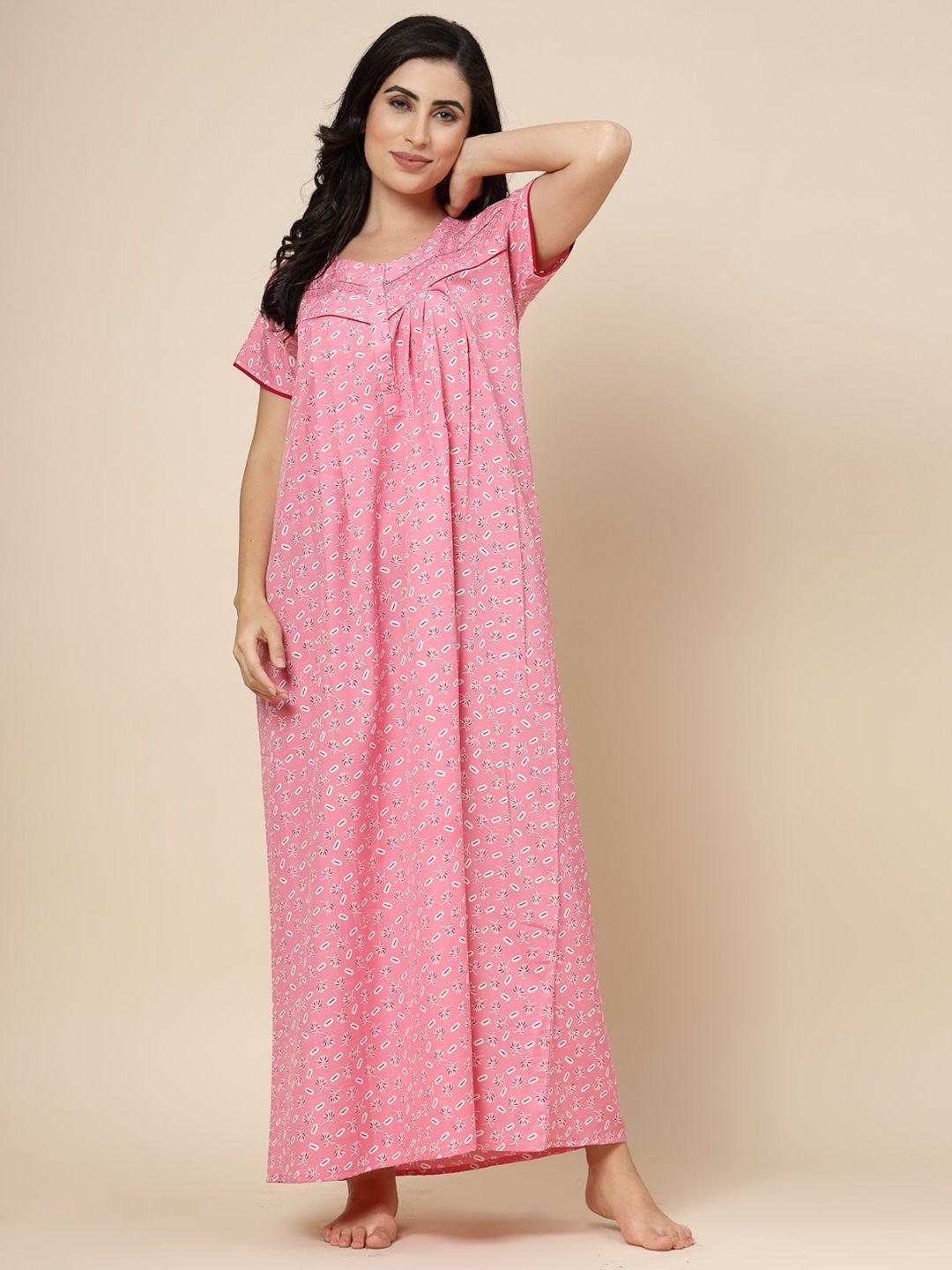 sweet dreams pink printed maxi nightdress