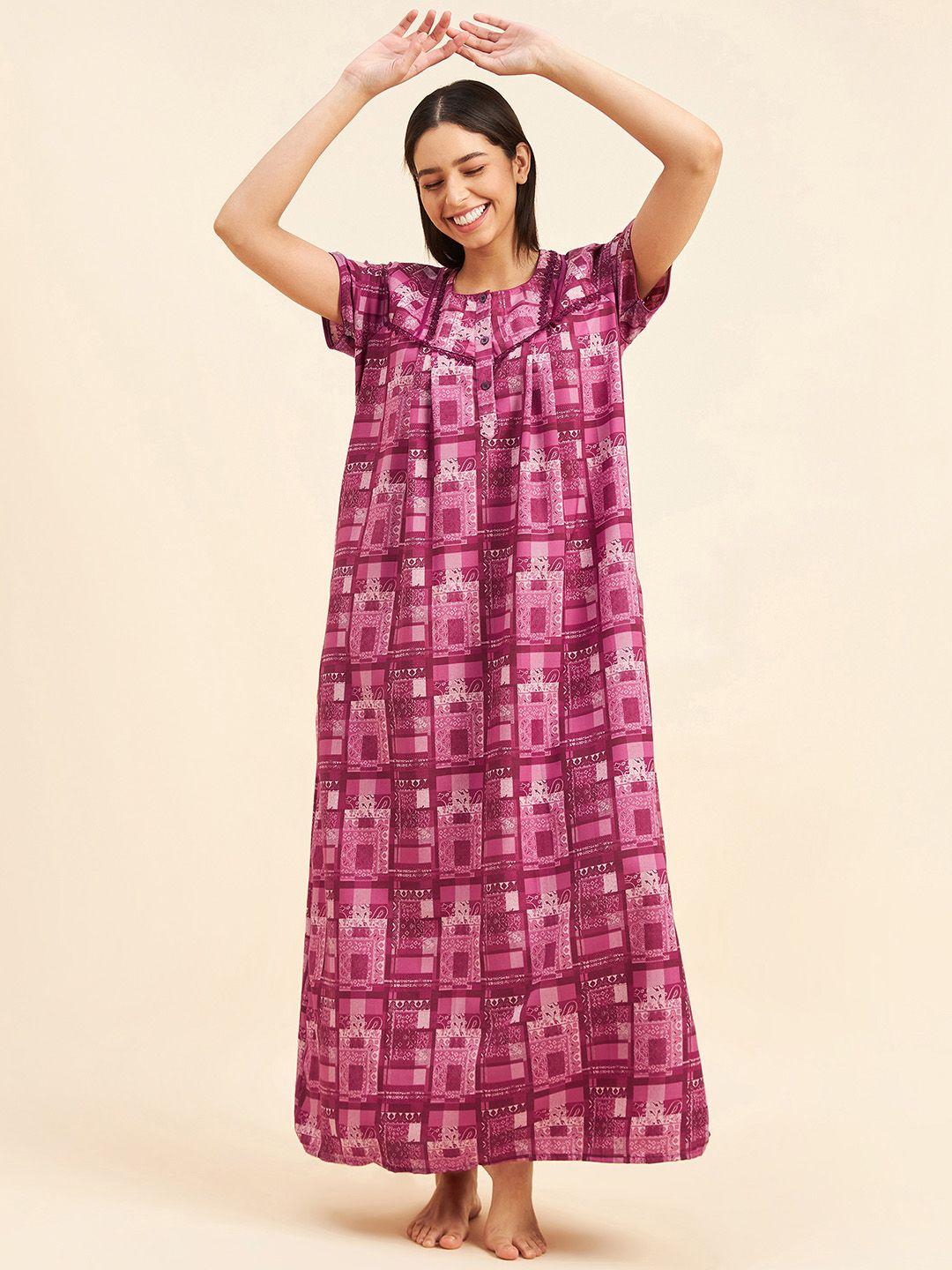 sweet dreams pink printed maxi nightdress