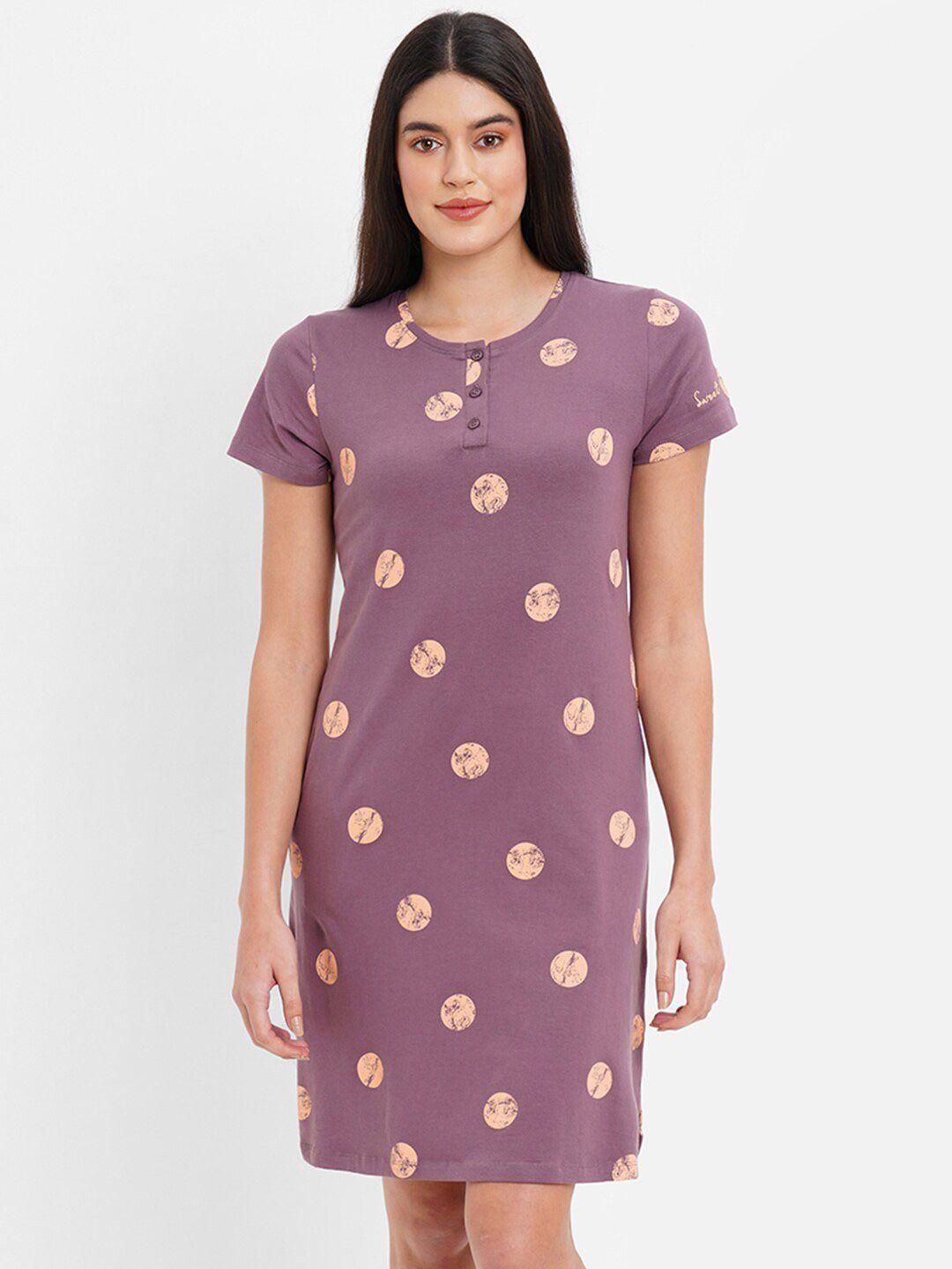 sweet dreams polka dots printed nightdress