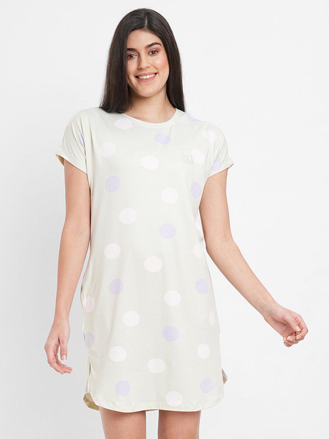 sweet dreams polka dots printed nightdress