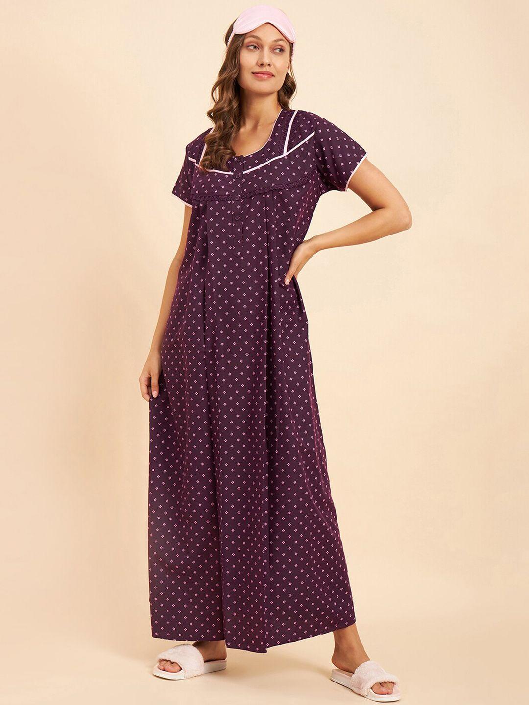 sweet dreams purple & pink printed maxi nightdress