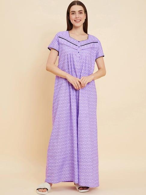 sweet dreams purple cotton printed night gown