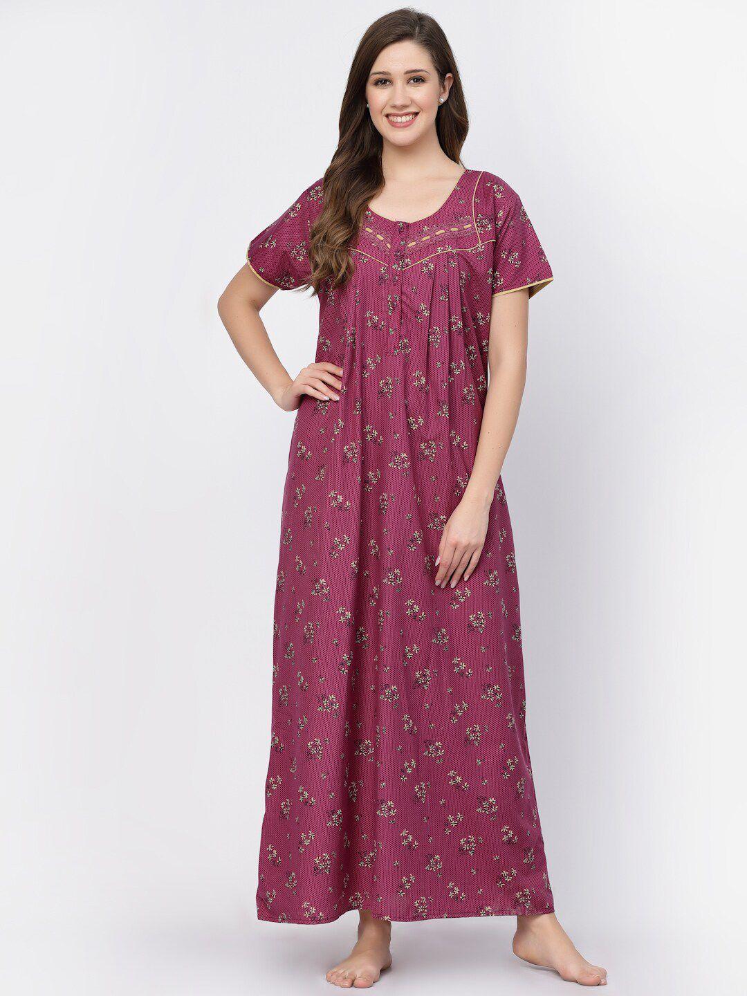 sweet dreams purple floral printed maxi nightdress