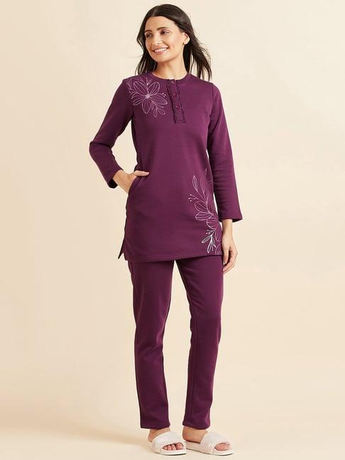 sweet dreams purple printed kurti pyjama set