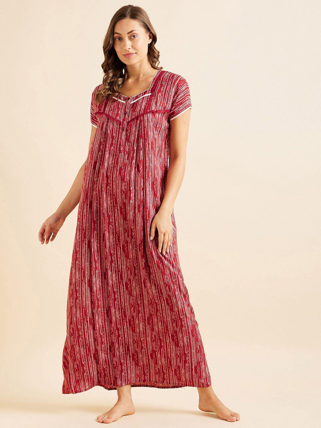 sweet dreams red abstract printed maxi nightdress