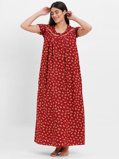 sweet dreams red floral print nighty