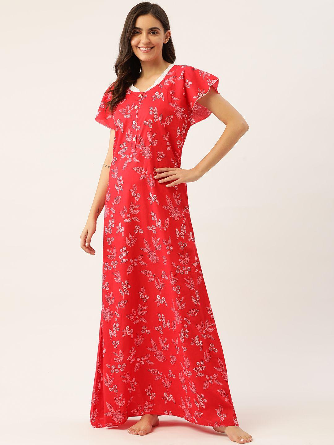 sweet dreams red printed maxi nightdress