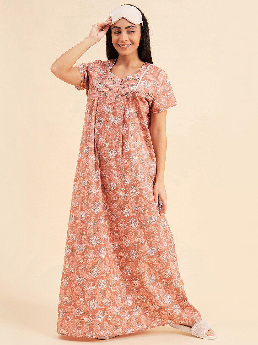 sweet dreams rust printed maxi nightdress