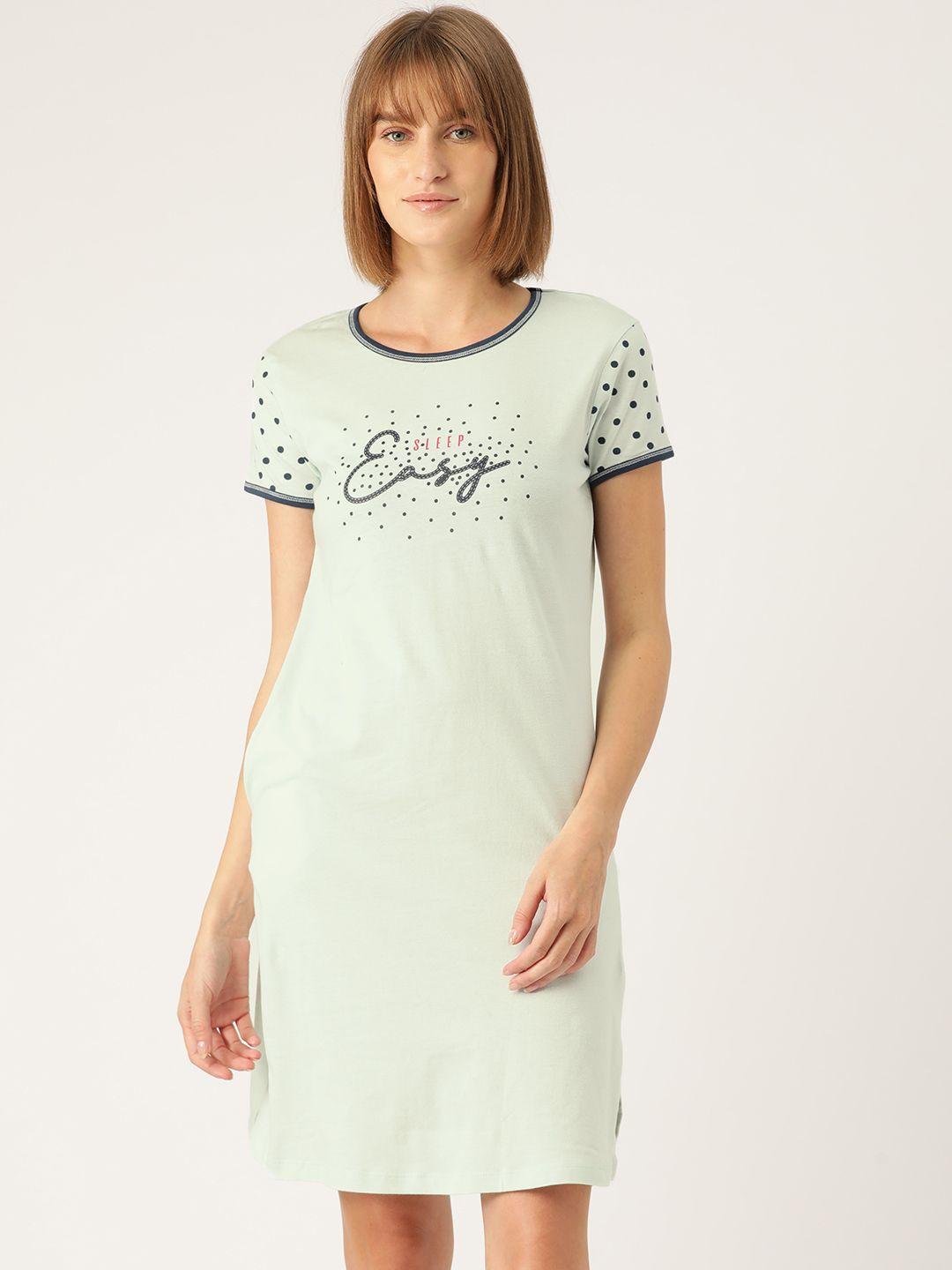 sweet dreams sea green & black printed nightdress