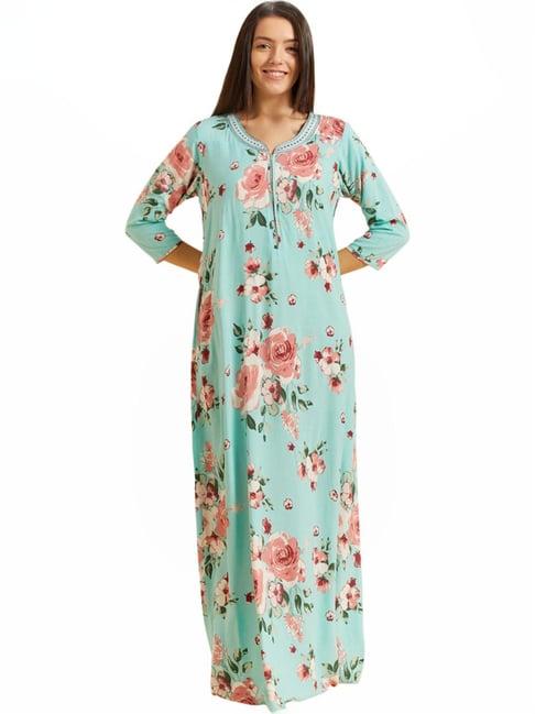 sweet dreams sea green floral print nighty