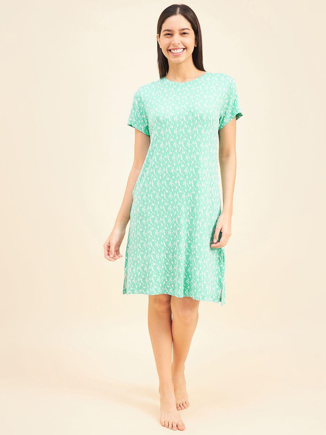 sweet dreams sea green printed nightdress