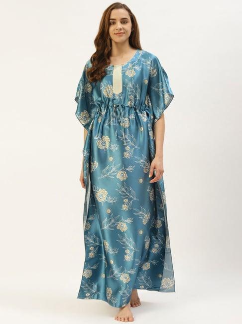 sweet dreams teal floral print  kaftan