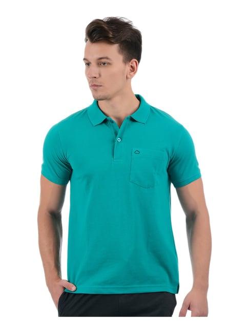 sweet dreams turquoise cotton regular fit polo t-shirt