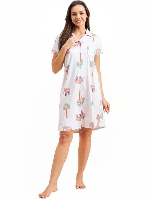 sweet dreams white printed night dress