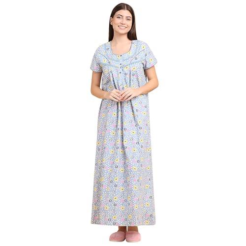 sweet dreams women's cotton maxi night dress nightgown (ocw-3651_sky blue_m)