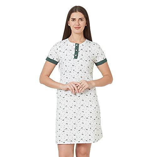 sweet dreams women's cotton polka print short nighty (2348at-a_off white_m)