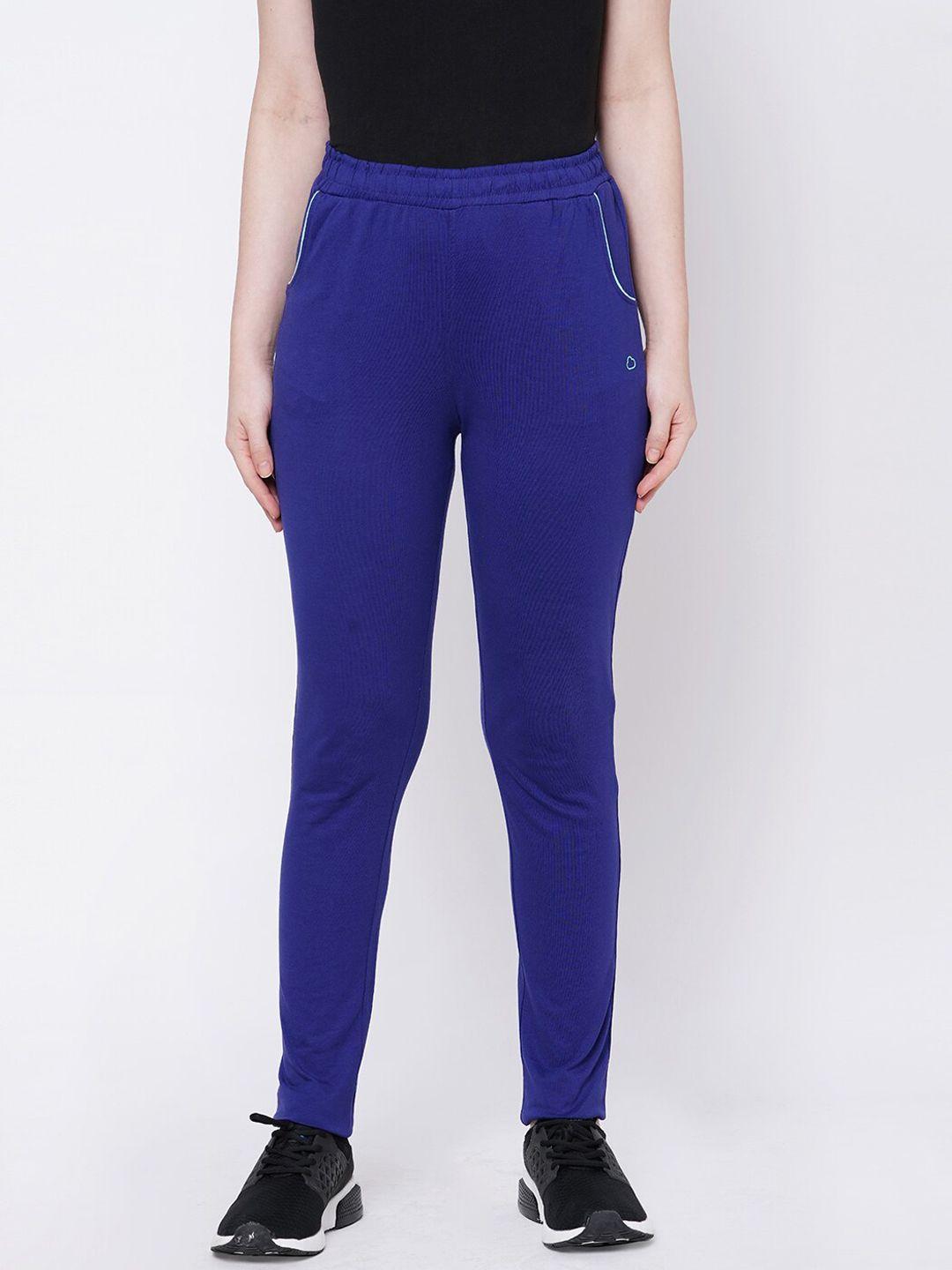 sweet dreams women blue solid cotton track pants