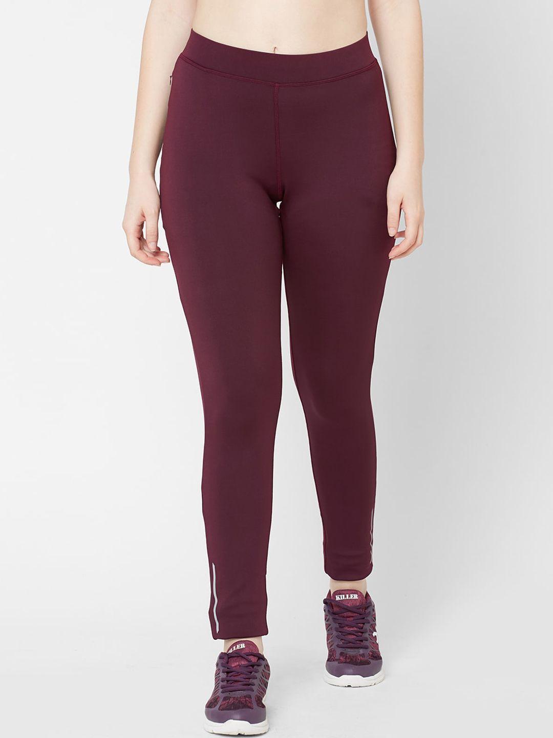 sweet dreams women burgundy solid ankle length workout tights