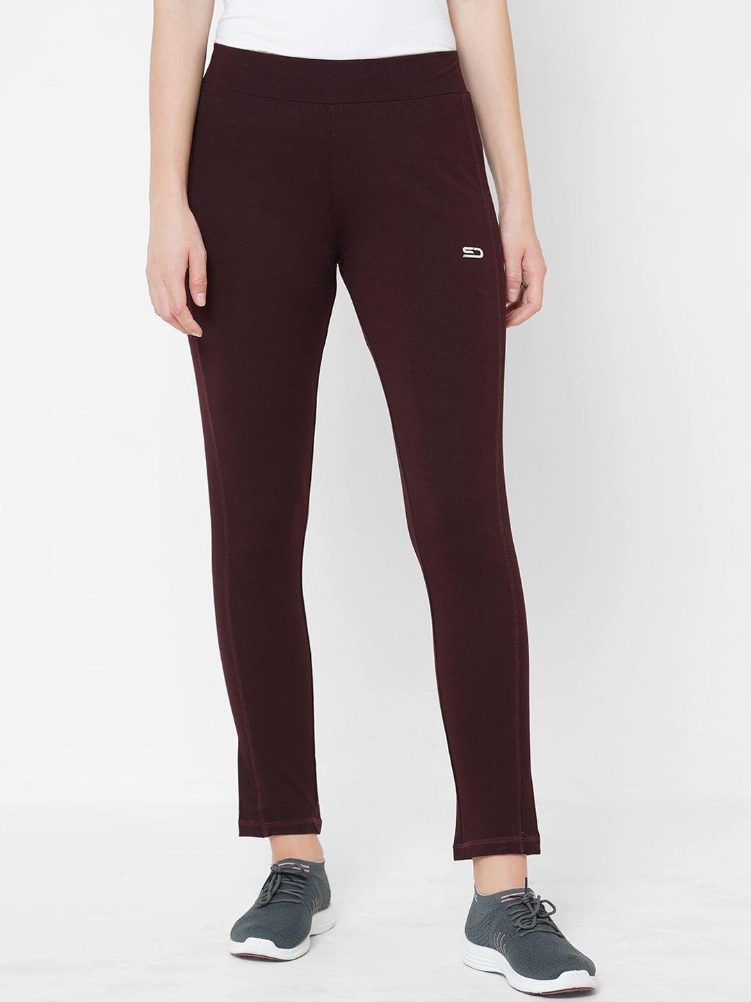 sweet dreams women burgundy solid pure cotton track pants