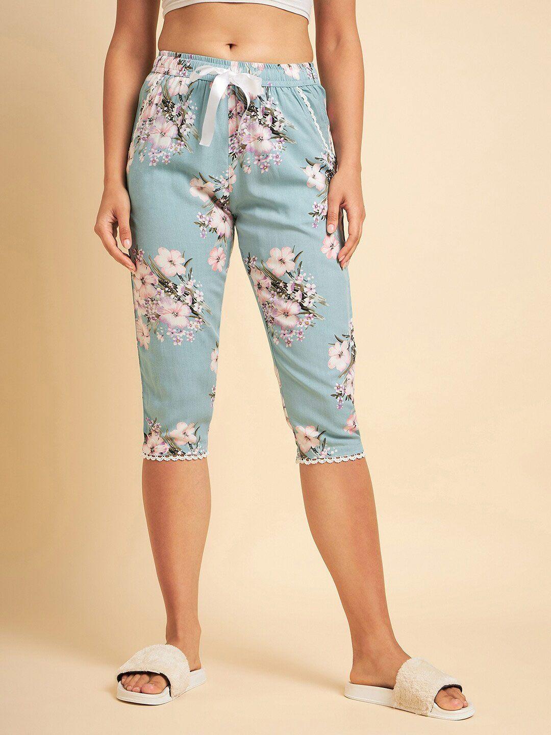 sweet dreams women floral printed relaxed fit mid-rise capris