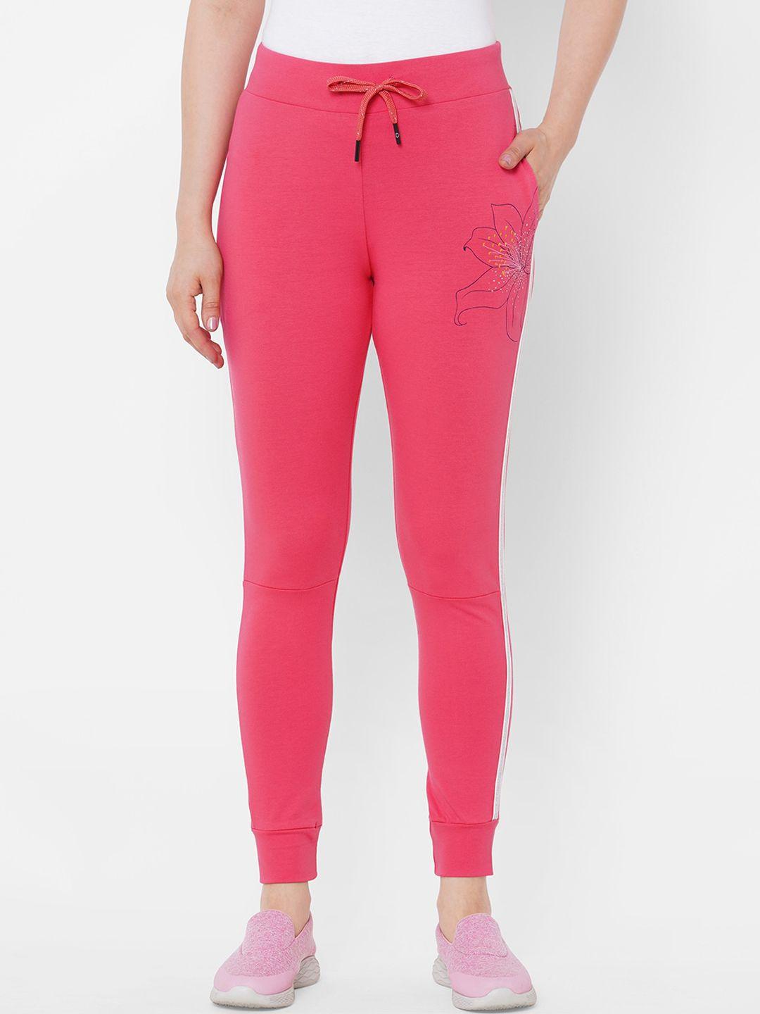 sweet dreams women fuchsia pink solid cotton track pants