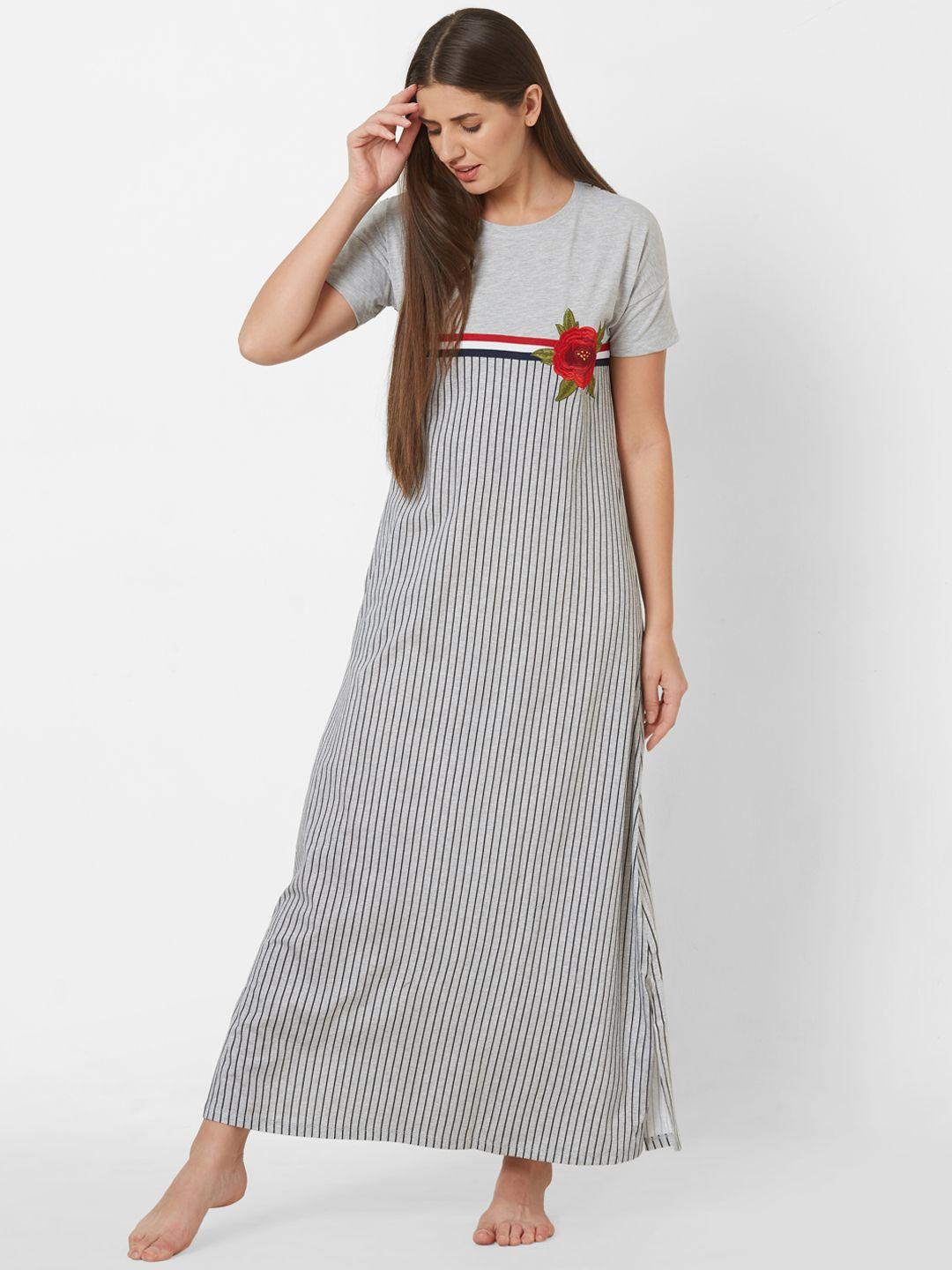 sweet dreams women grey striped nightdress