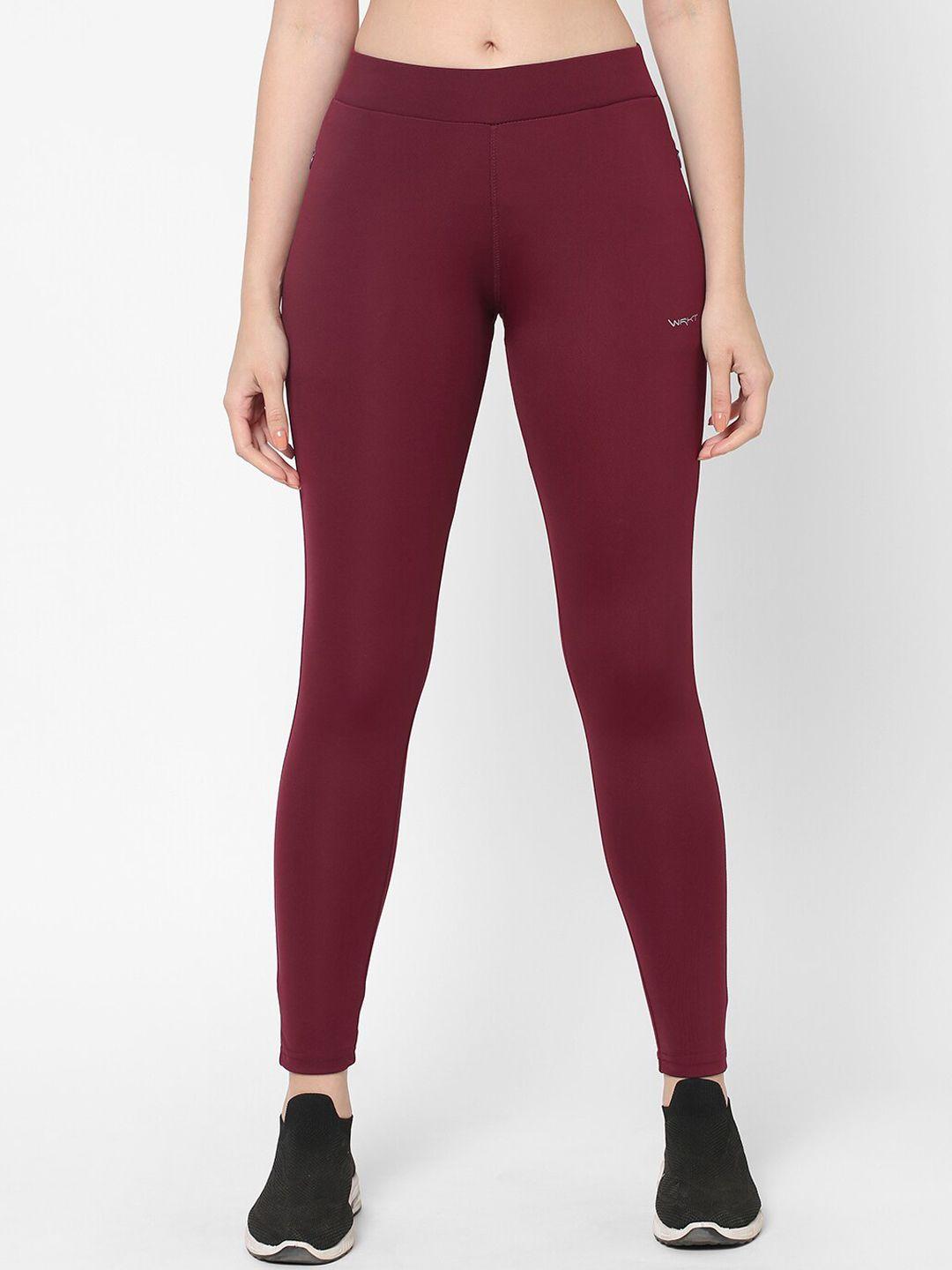 sweet dreams women maroon solid ankle-length tights