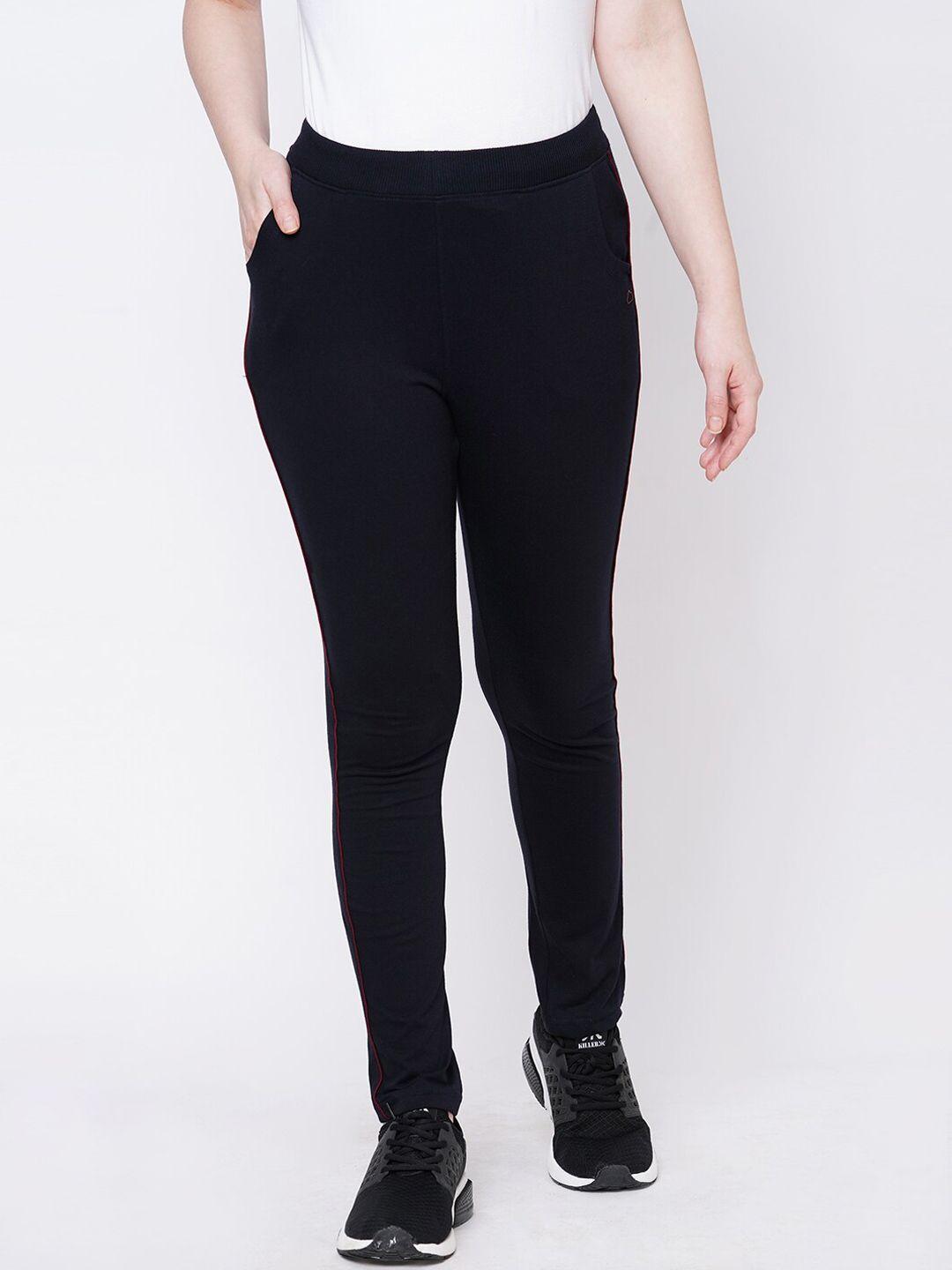sweet dreams women navy blue solid cotton track pants
