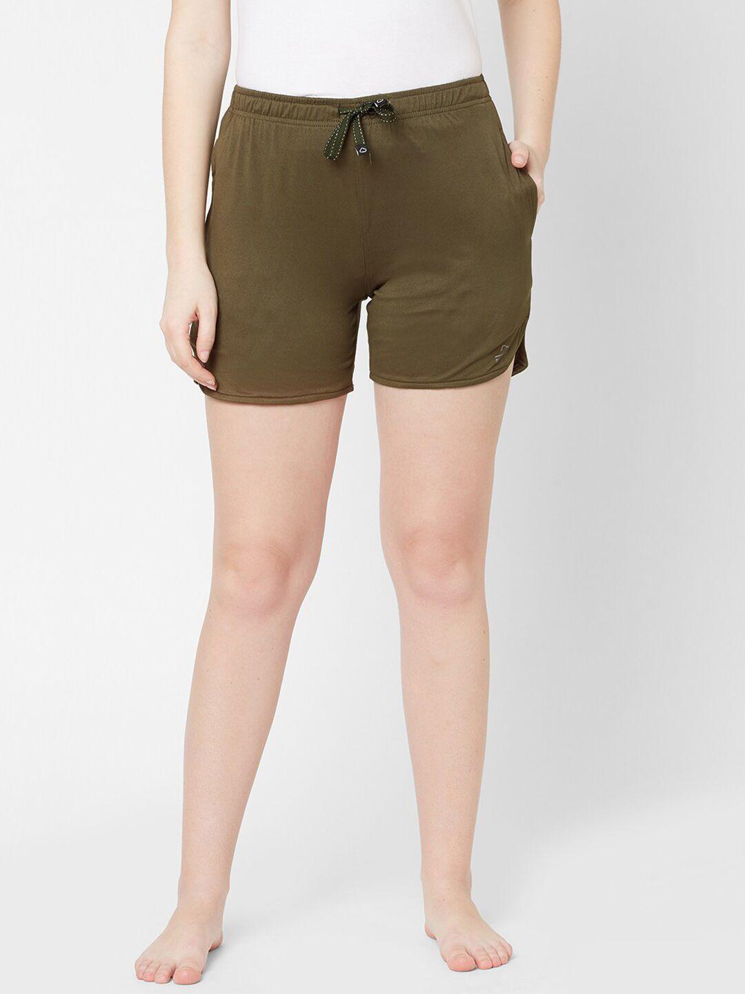 sweet dreams women olive green solid lounge shorts